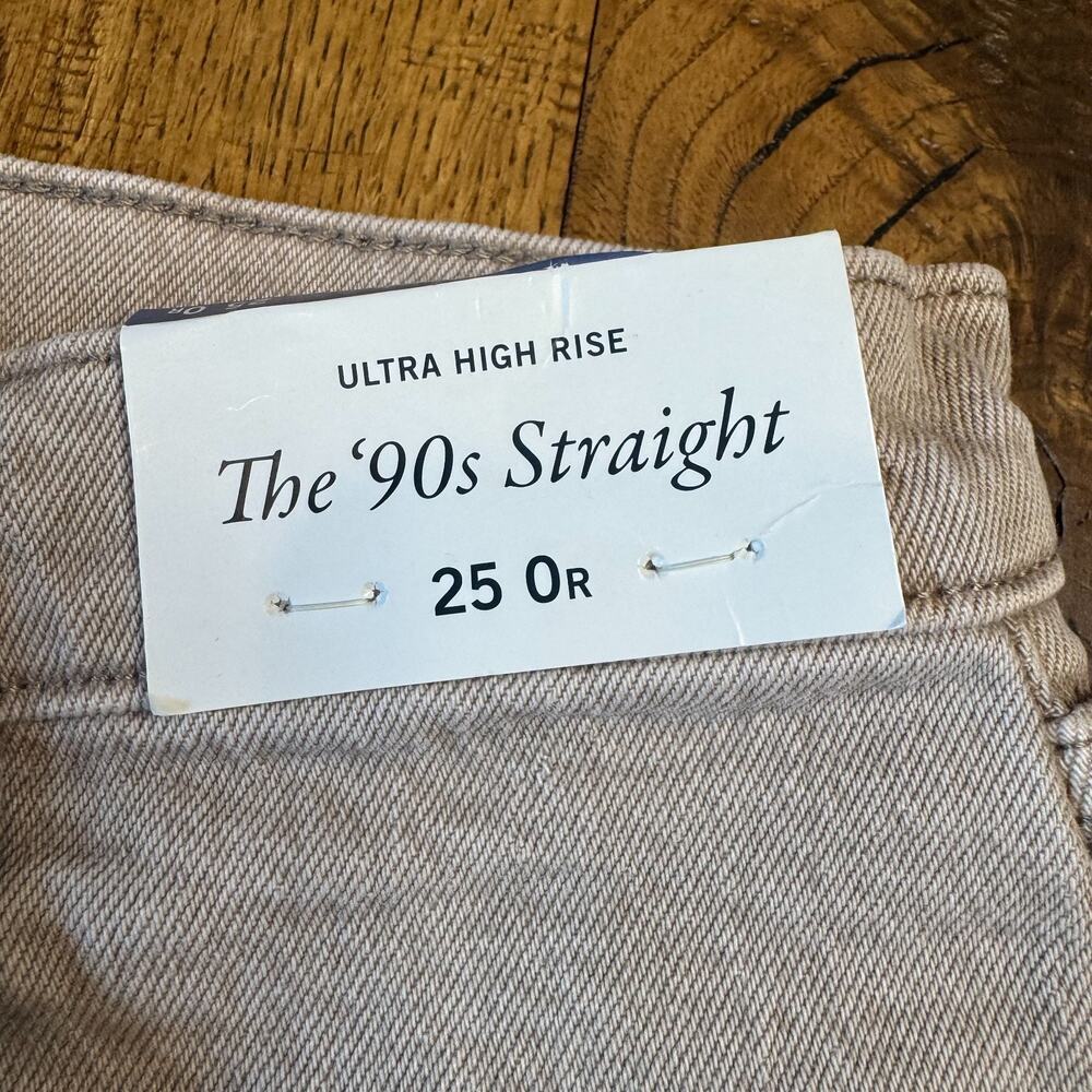NWT Abercrombie & Fitch 90s Straight Ultra High Rise Jeans Sand Stone Beige 25/0 - Picture 2 of 9